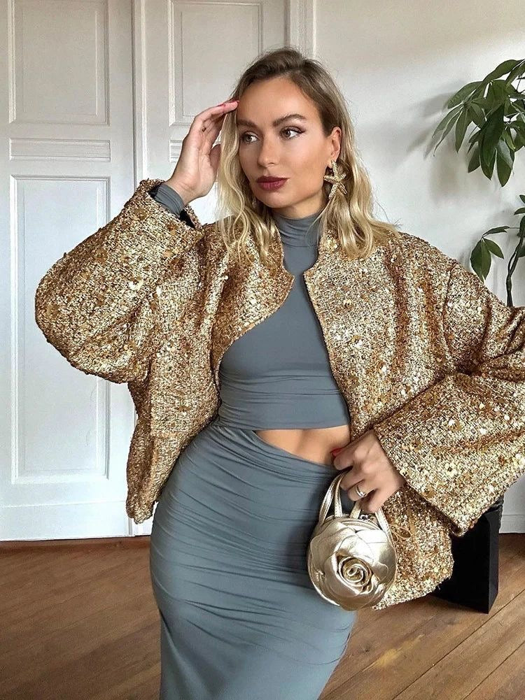 Jane | Gold Sequin Jacket