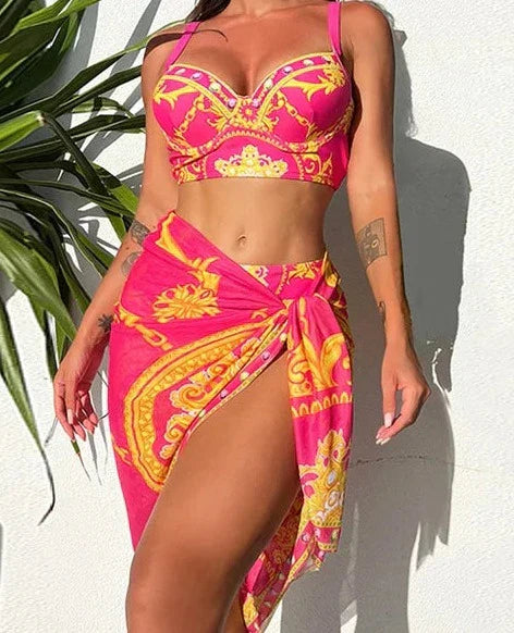 Ibiza bohemian push-up swimwear with cover-up