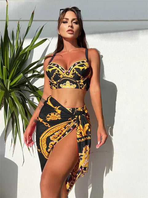 Ibiza bohemian push-up swimwear with cover-up