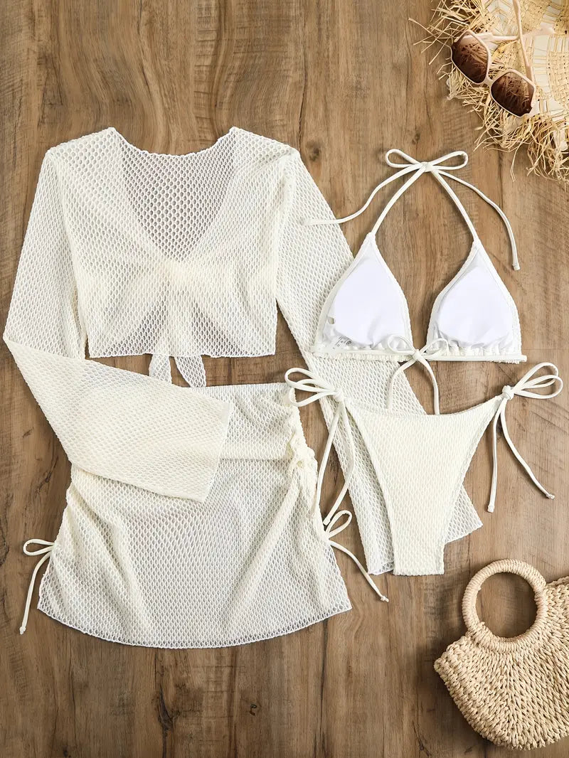 Wineglass Bay Knitted Four-Piece Bikini Set