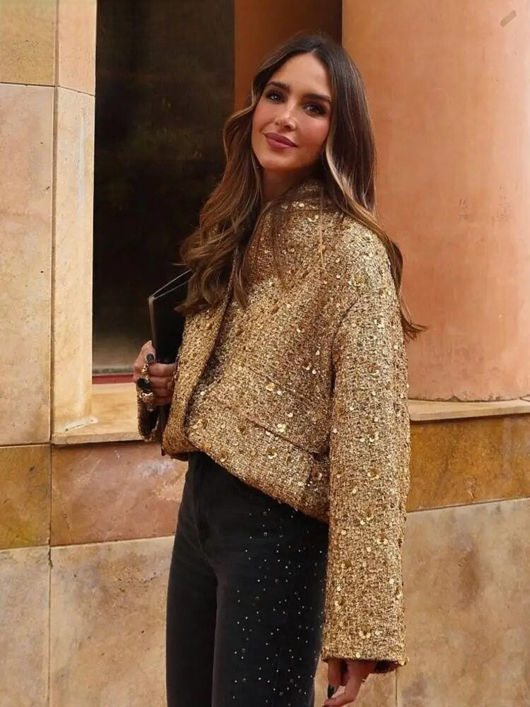 Jane | Gold Sequin Jacket