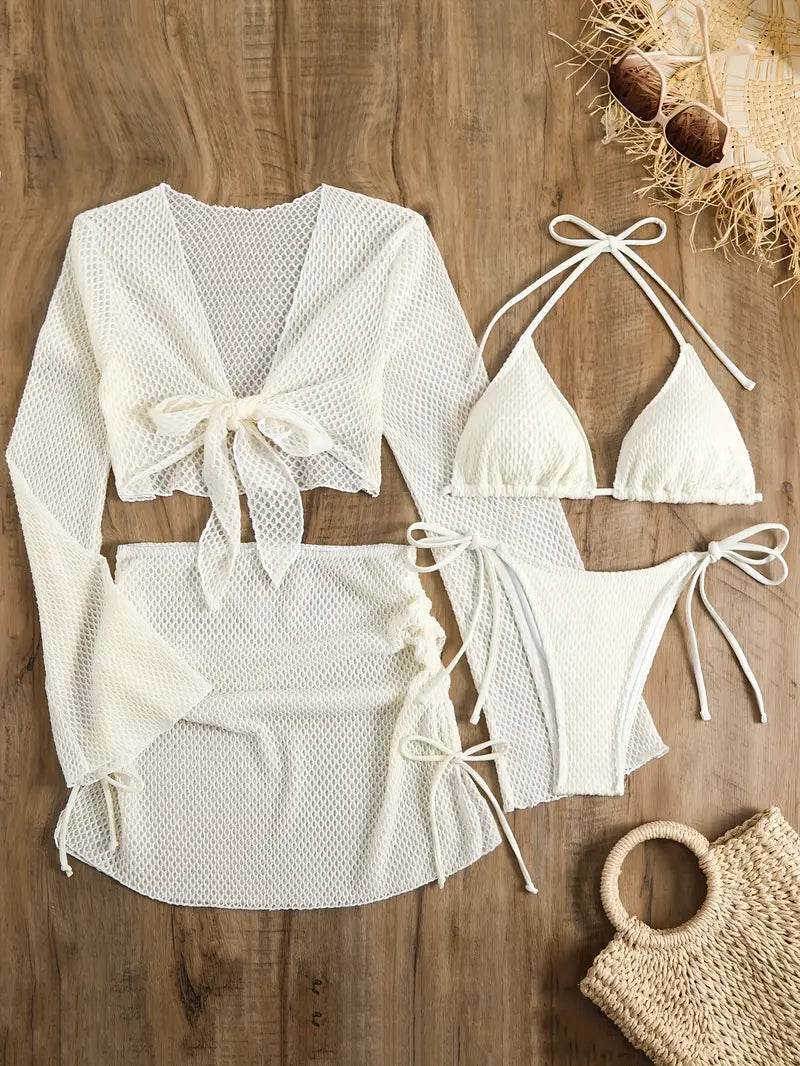 Wineglass Bay Knitted Four-Piece Bikini Set