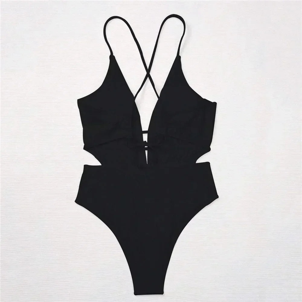 Boracay cross-strap ribbed swimsuit