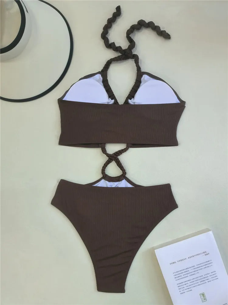 Santa Monica knotted halter bikini