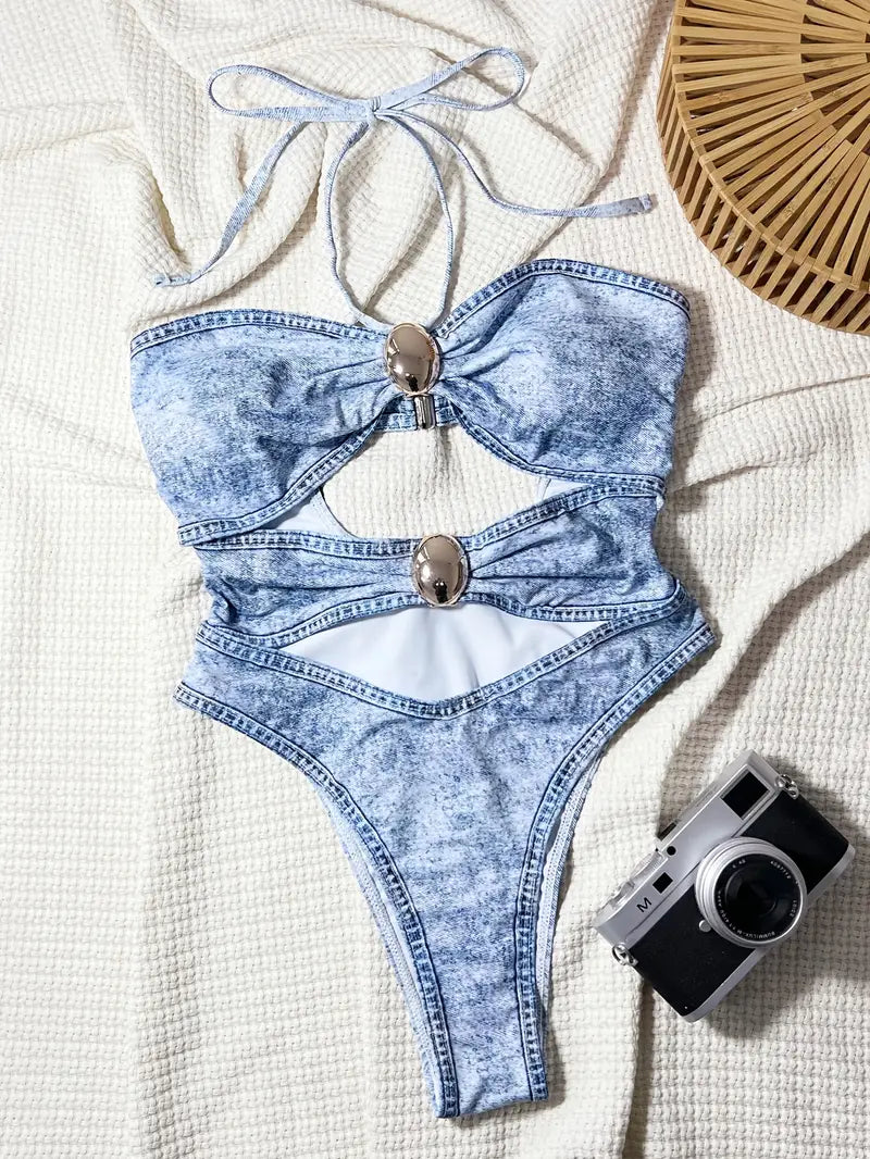 Kahekili One-Piece Denim Swimsuit