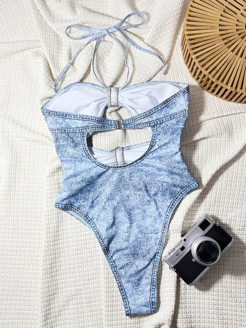 Kahekili One-Piece Denim Swimsuit